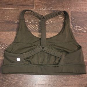 lululemon athletica army green sports bra, size 6